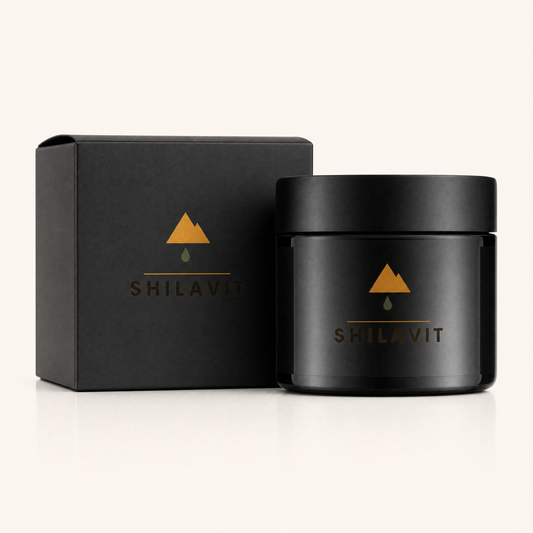Pack Shilavit: bote y caja de resina de Shilajit premium